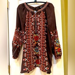 Johnny Was Talline Tie Back Blouse Size Medium